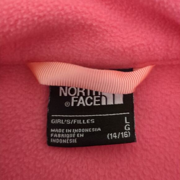 The North Face Jacket Girl's Large Pink Fleece Full Zip &  Pockets Mock Neck EUC - Picture 3 of 8